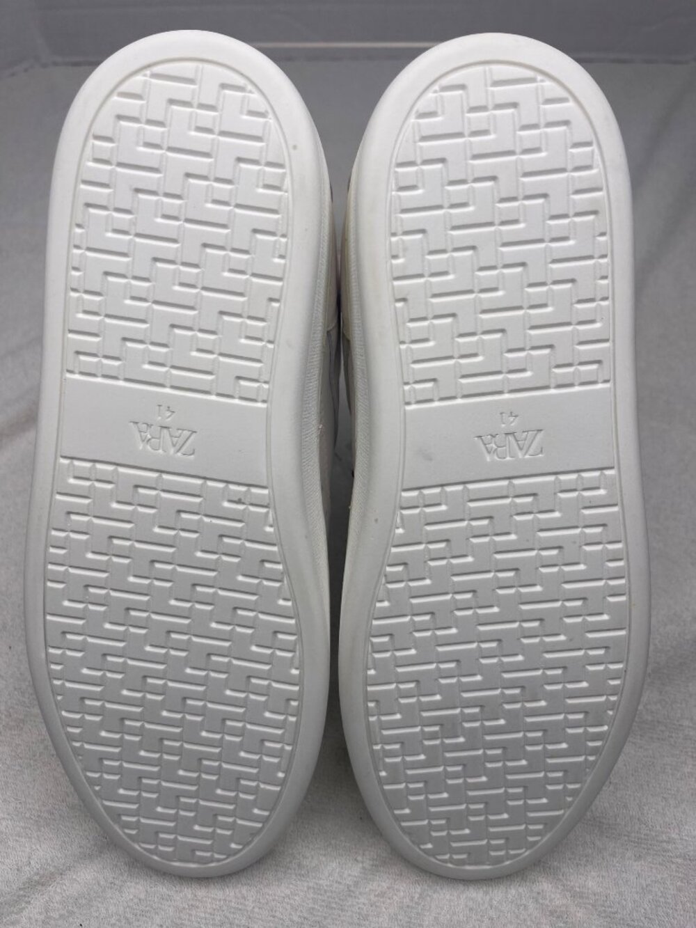 NWT Zara White Leather Lace-Up Sneakers Low-Top Casual Women 41/US 10 Comfort - Picture 8 of 10
